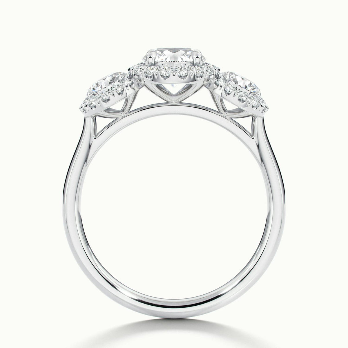 Maia 3.5 Carat Round Lab Grown Diamond Three Stone Engagement Ring in 925 Silver - view 3