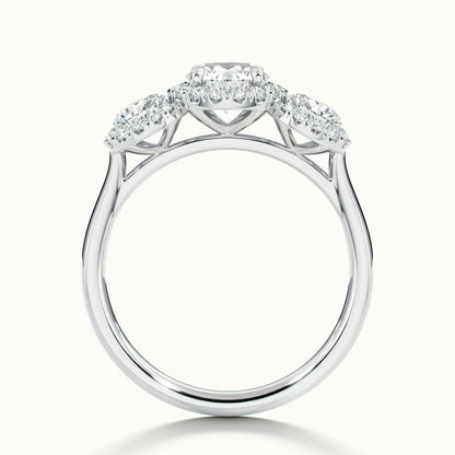 Maia 3.5 Carat Round Lab Grown Diamond Three Stone Engagement Ring in 925 Silver - view 3
