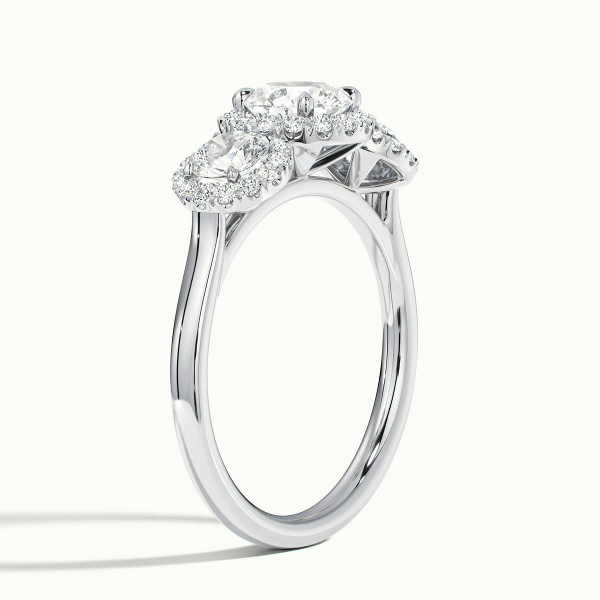 Maia 3.5 Carat Round Lab Grown Diamond Three Stone Engagement Ring in 925 Silver - view 4