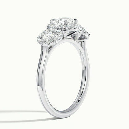 Maia 3.5 Carat Round Lab Grown Diamond Three Stone Engagement Ring in 925 Silver - view 4