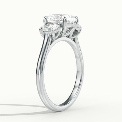 Calla 3.5 Carat Oval Lab Grown Diamond Three Stone Engagement Ring in 10K White Gold - view 4