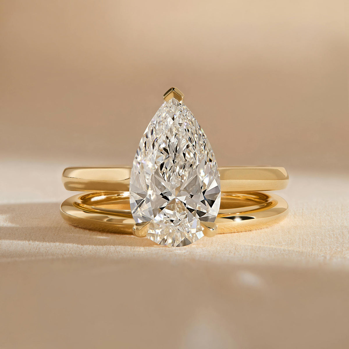 Mira 3 Carat Pear Lab Grown Diamond Solitaire Engagement Ring in 18K Yellow Gold - view 5