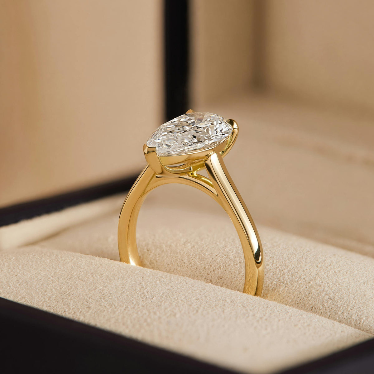 Mira 4.5 Carat Pear Lab Grown Diamond Solitaire Engagement Ring in 14K Yellow Gold - view 6