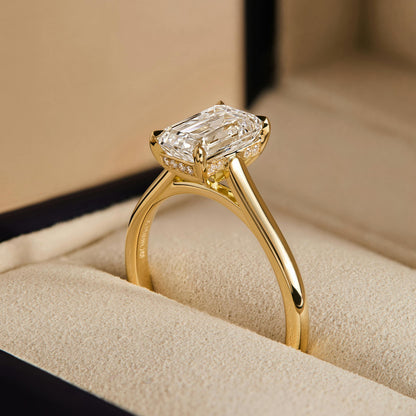 Mira 5 Carat Emerald Lab Grown Diamond Solitaire Engagement Ring in 10K Yellow Gold - view 6