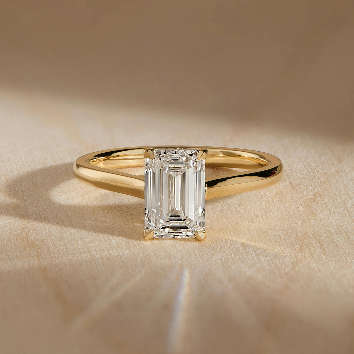Mira 3 Carat Emerald Lab Grown Diamond Solitaire Engagement Ring in 10K Yellow Gold - view 5