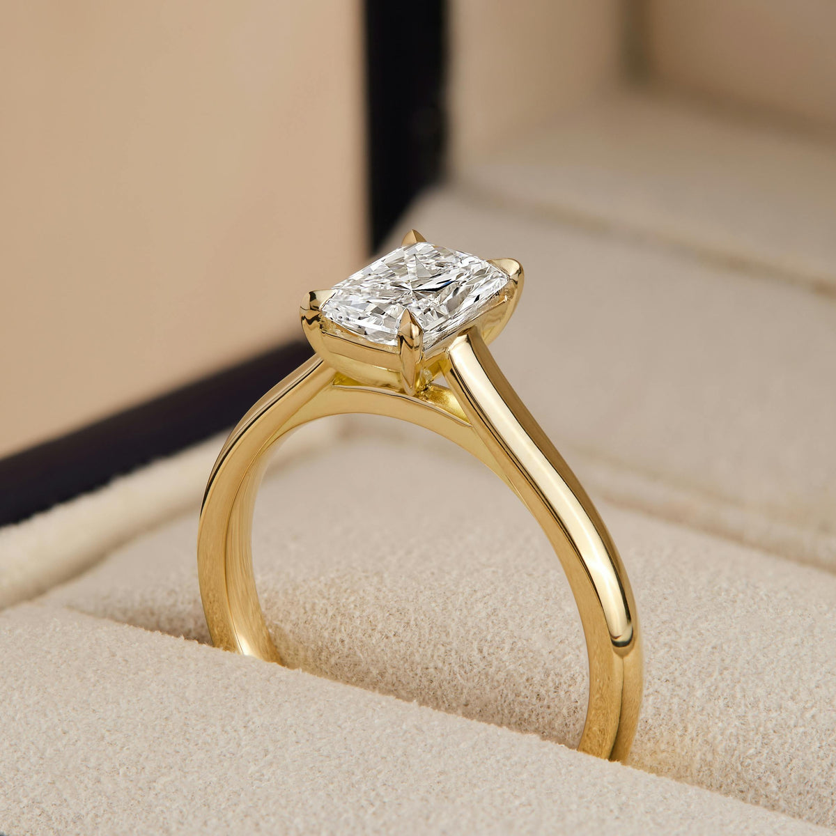 Mira 4 Carat Radiant Lab Grown Diamond Solitaire Engagement Ring in 18K Yellow Gold - view 6