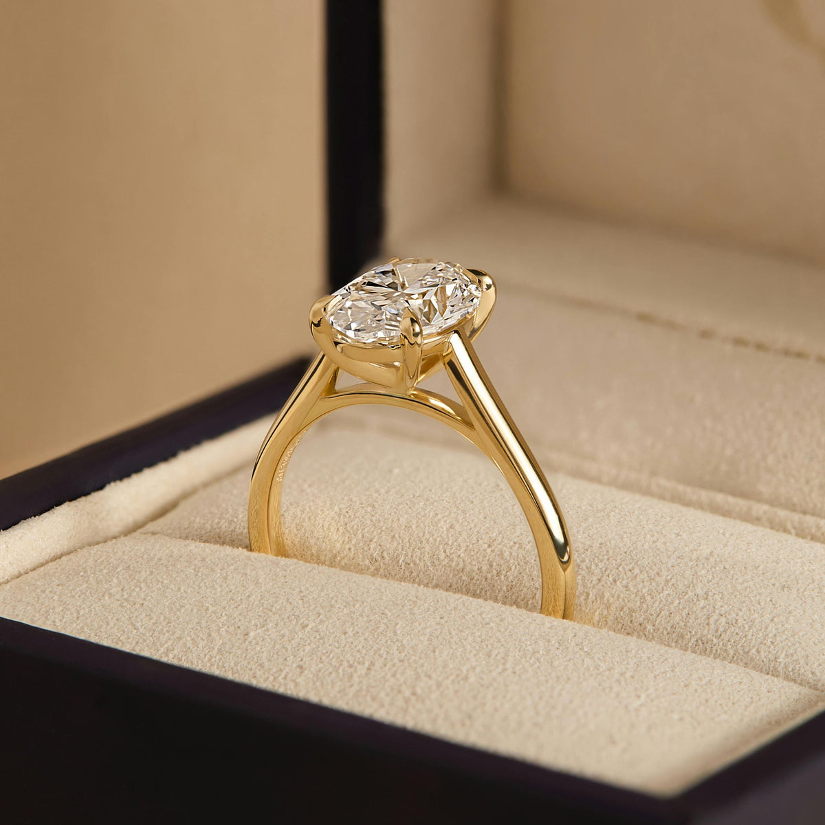 Mira 1 Carat Oval Lab Grown Diamond Solitaire Engagement Ring in 14K Yellow Gold - view 8