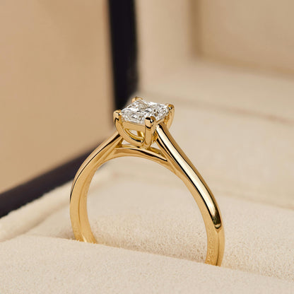Mira 1 Carat Princess Lab Grown Diamond Solitaire Engagement Ring in 14K Yellow Gold - view 7