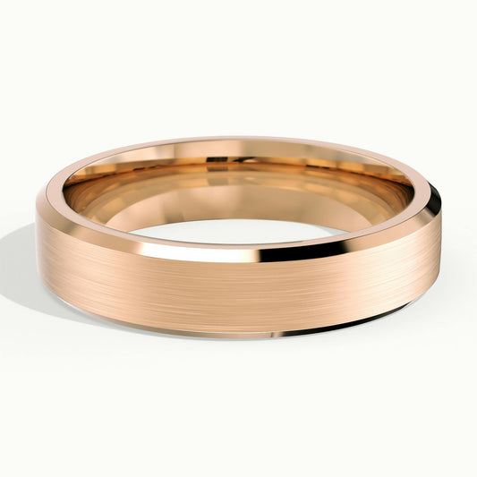 5mm Beveled Edge Wedding Band in 10K Rose Gold