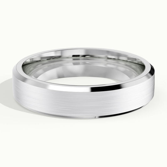 5mm Beveled Edge Wedding Band in 10K White Gold