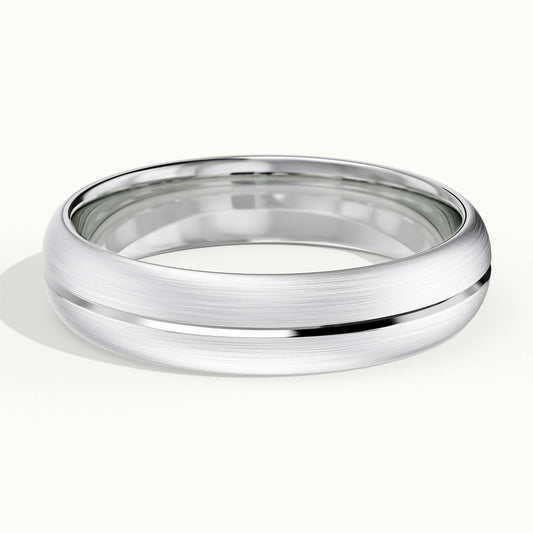 5mm Center Groove Wedding Band in 10K White Gold