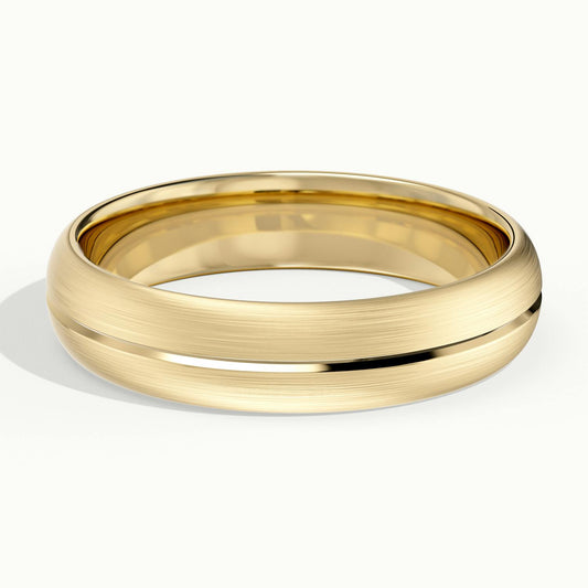 5mm Center Groove Wedding Band in 14K Yellow Gold