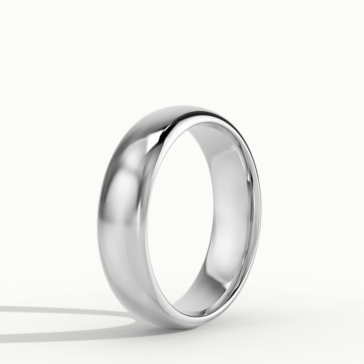 5mm Domed Comfort Fit Wedding Band in 14K White Gold