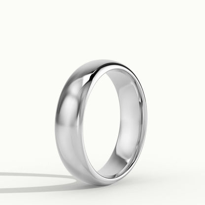 5mm Domed Comfort Fit Wedding Band in 14K White Gold