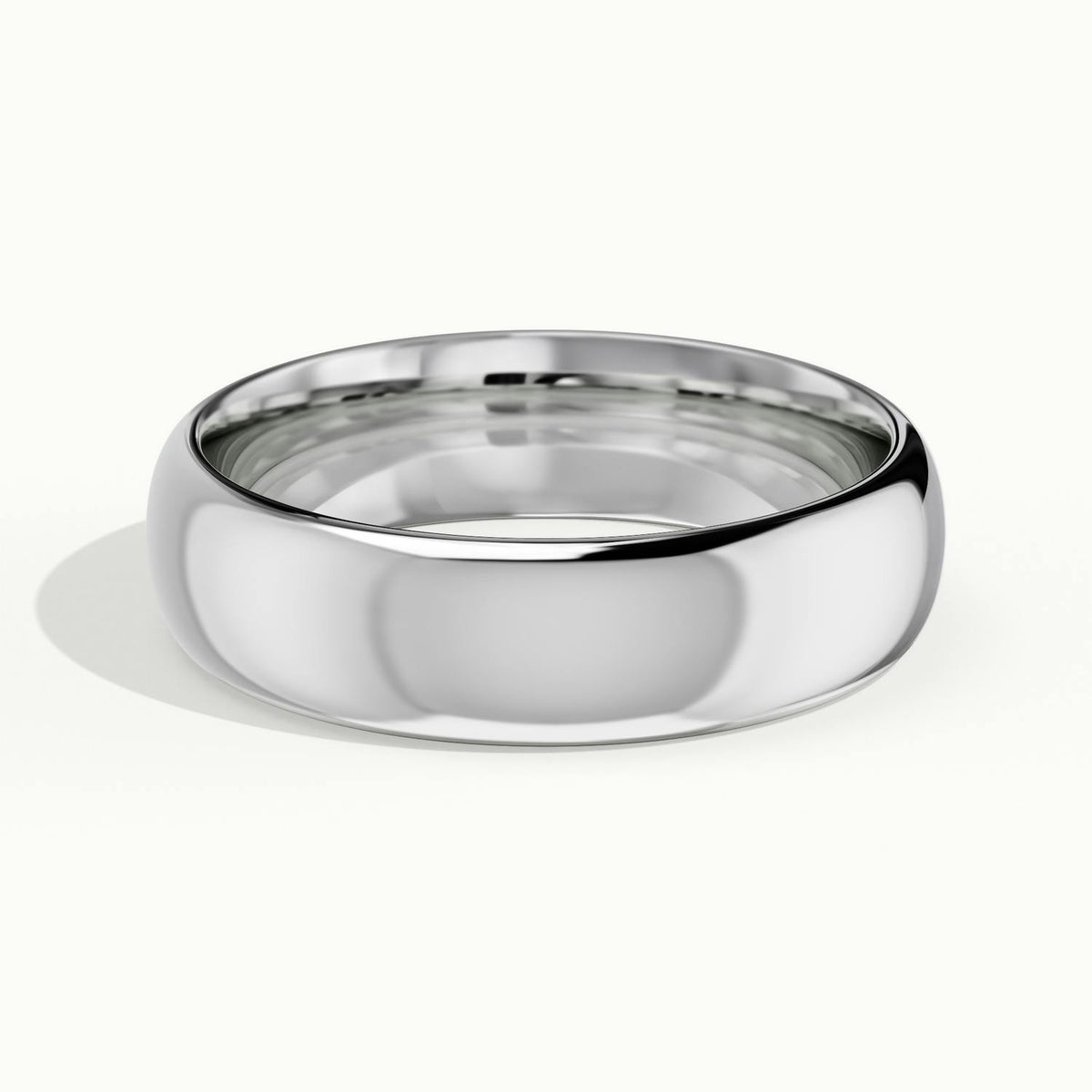 5mm Domed Comfort Fit Wedding Band in 14K White Gold