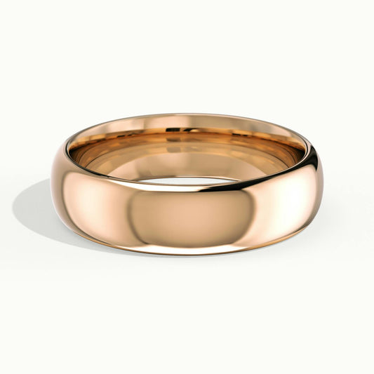 5mm Domed Comfort Fit Wedding Band in 18K Rose Gold