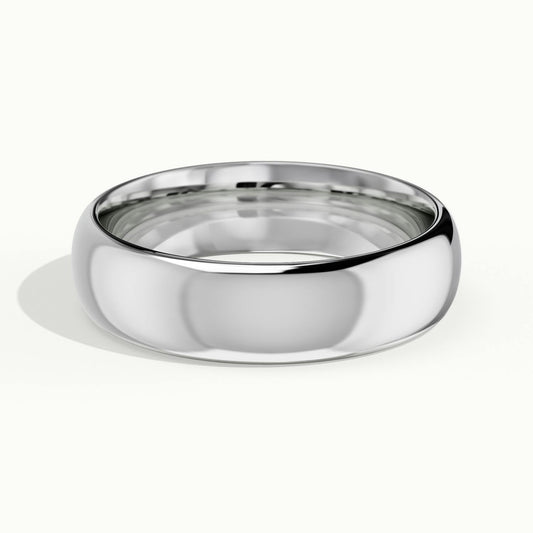 5mm Domed Comfort Fit Wedding Band in 18K White Gold