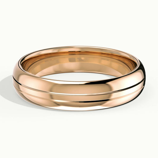 5mm Double Center Line Wedding Band in 14K Rose Gold