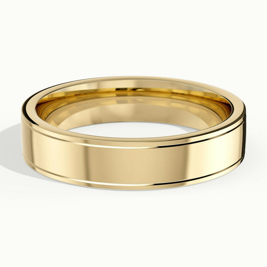 5mm Double Polished Line Wedding Band in 10K Yellow Gold