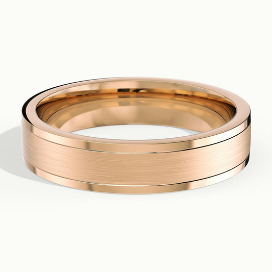 5mm Double Spaced Line Wedding Band in 10K Rose Gold