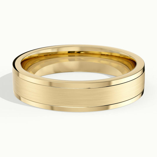 5mm Double Spaced Line Wedding Band in 10K Yellow Gold