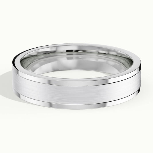 5mm Double Spaced Line Wedding Band in 14K White Gold