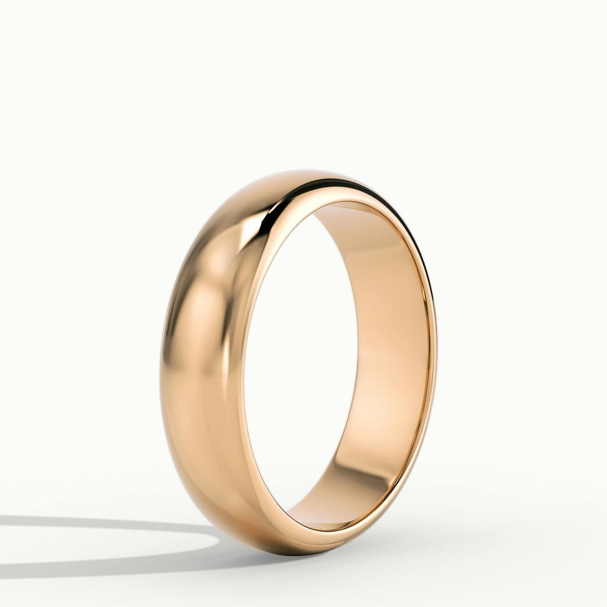 5mm Half Round D-Shape Wedding Band in 10K Rose Gold