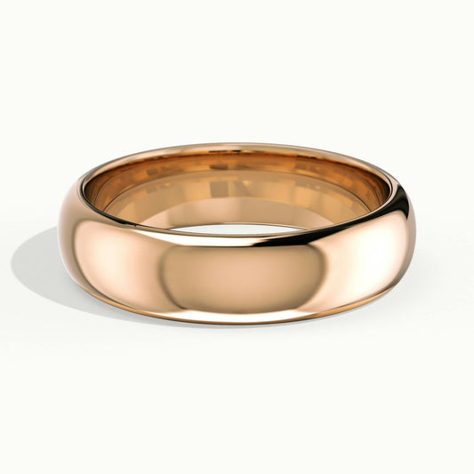 5mm Half Round D-Shape Wedding Band in 10K Rose Gold