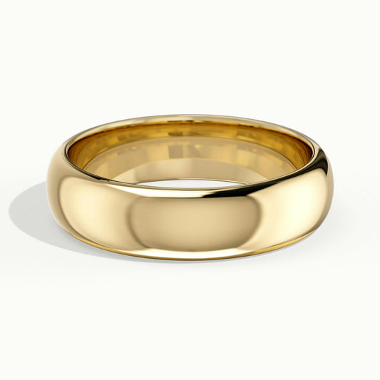 5mm Half Round D-Shape Wedding Band in 10K Yellow Gold