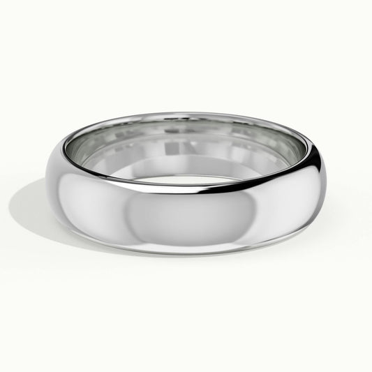 5mm Half Round D-Shape Wedding Band in 18K White Gold