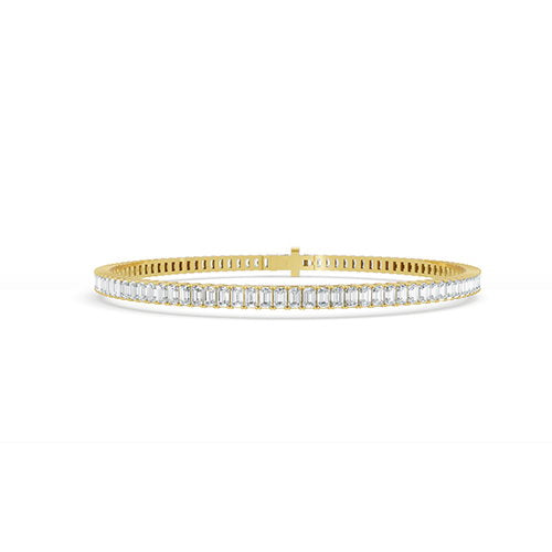 5.00ct Emerald Cut Lab Grown Diamond Tennis Bracelet In 14K Yellow Gold