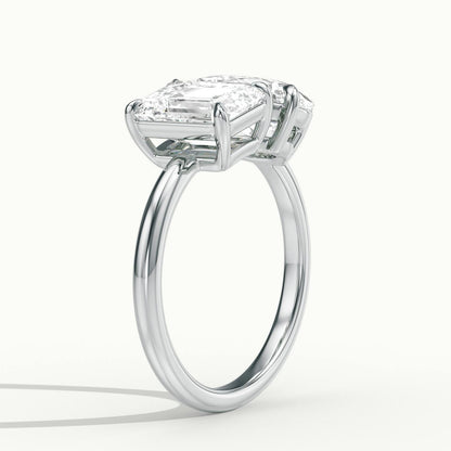 Gemma 2 Carat Emerald & Pear Lab Grown Diamond Toi et Moi Engagement Ring in Platinum - view 4