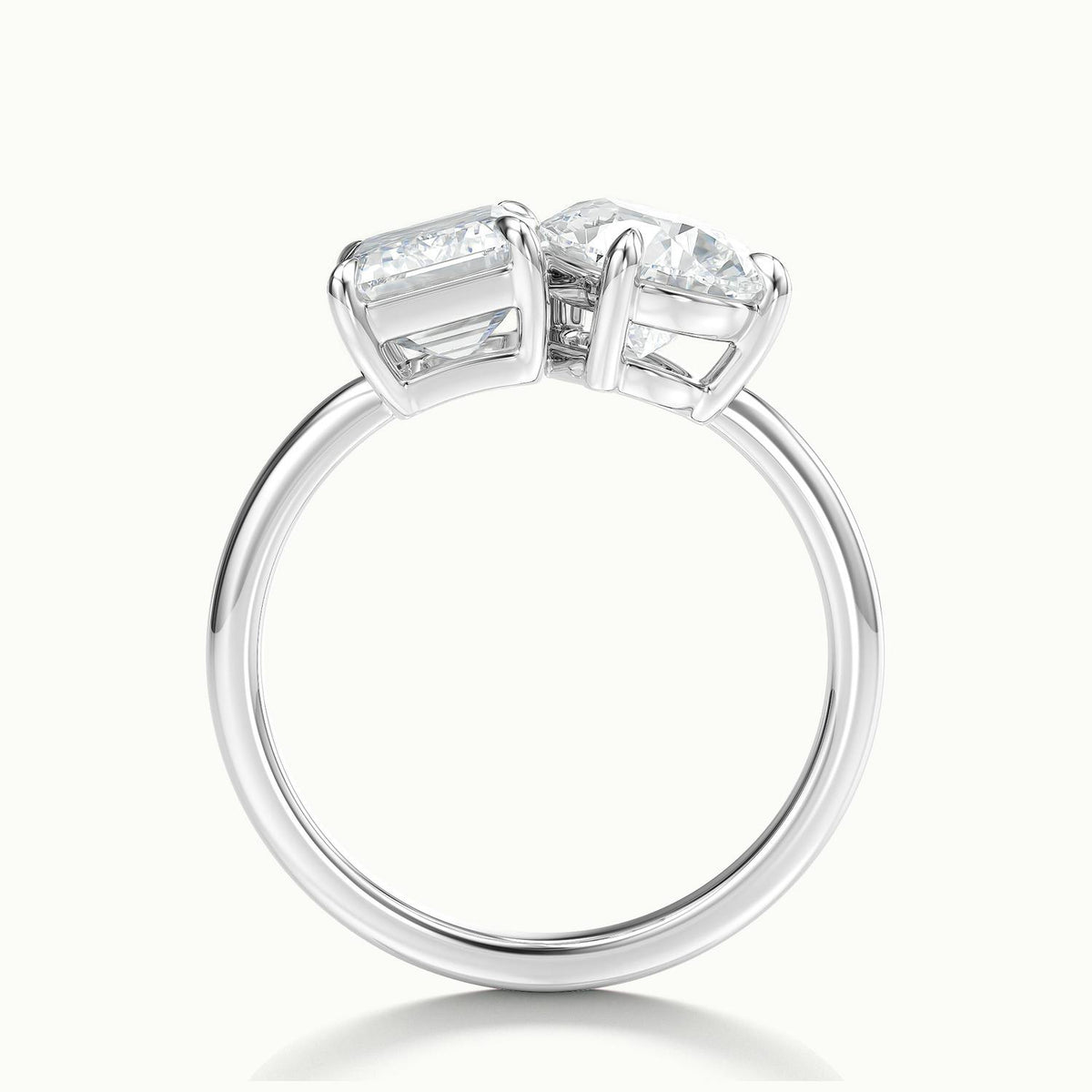 Gemma 2 Carat Emerald & Pear Lab Grown Diamond Toi et Moi Engagement Ring in Platinum - view 3