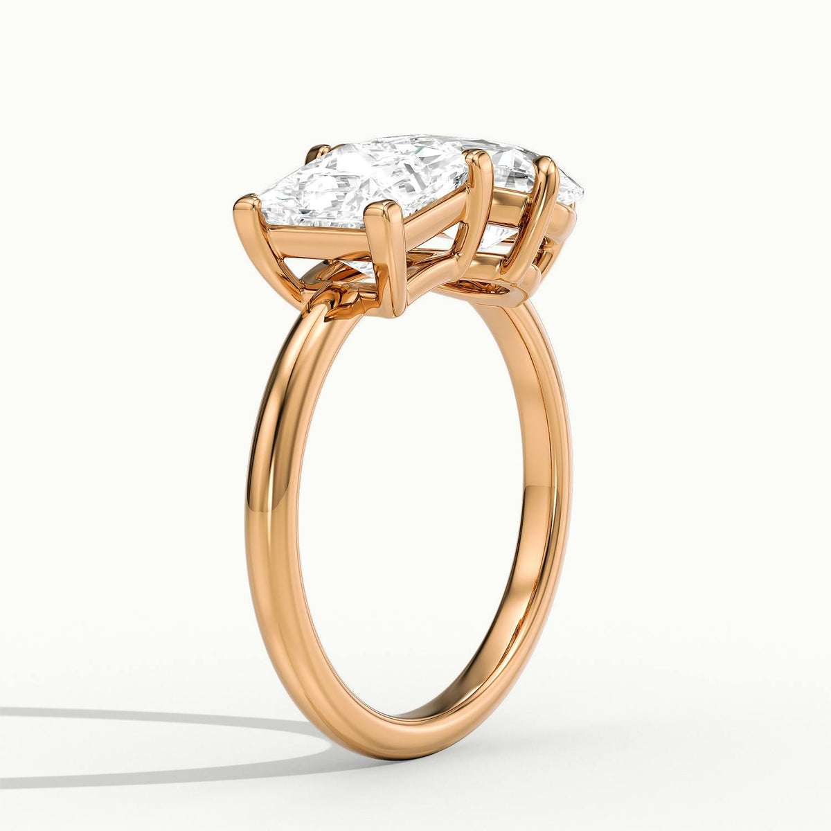Gemma 4 Carat Princess & Pear Lab Grown Diamond Toi et Moi Engagement Ring in 18K Rose Gold - view 4