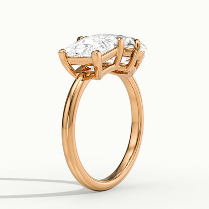 Gemma 4 Carat Princess & Pear Lab Grown Diamond Toi et Moi Engagement Ring in 18K Rose Gold - view 4