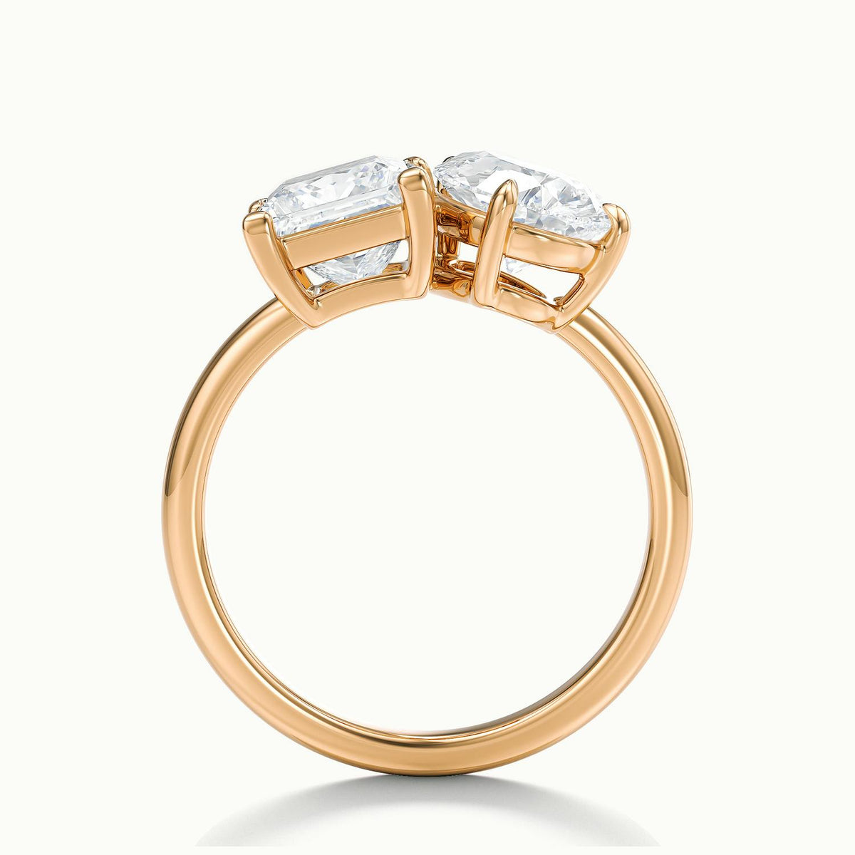 Gemma 4 Carat Princess & Pear Lab Grown Diamond Toi et Moi Engagement Ring in 18K Rose Gold - view 3