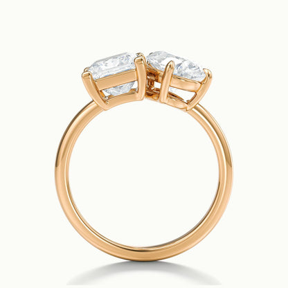 Gemma 4 Carat Princess & Pear Lab Grown Diamond Toi et Moi Engagement Ring in 18K Rose Gold - view 3