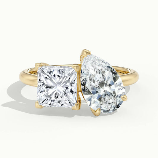 Gemma 2.5 Carat Princess & Pear Lab Grown Diamond Toi et Moi Engagement Ring in 18K Yellow Gold - view 1