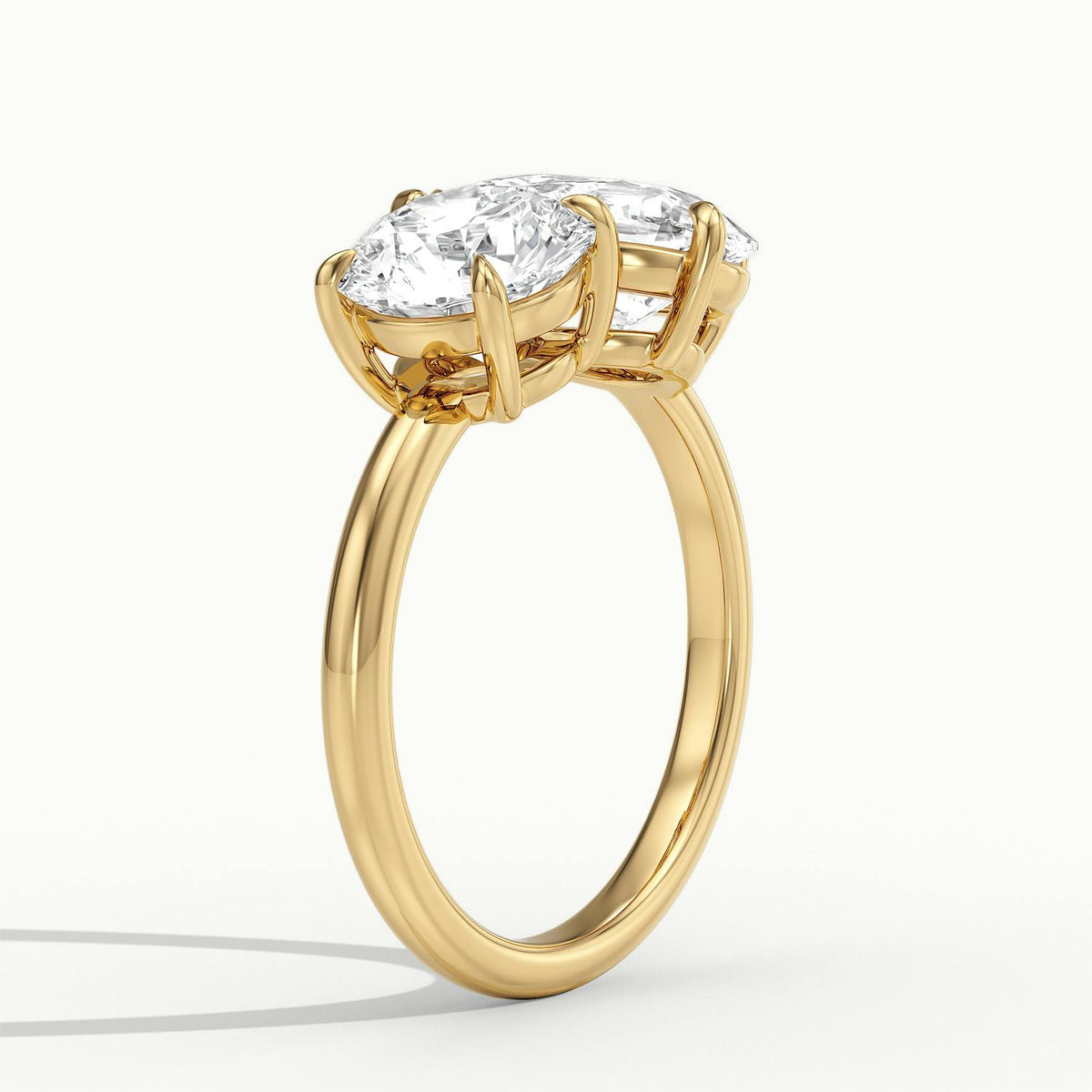 Gemma 2 Carat Round & Pear Lab Grown Diamond Toi et Moi Engagement Ring in 14K Yellow Gold - view 4