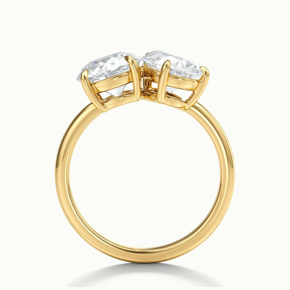 Gemma 2 Carat Round & Pear Lab Grown Diamond Toi et Moi Engagement Ring in 14K Yellow Gold - view 3