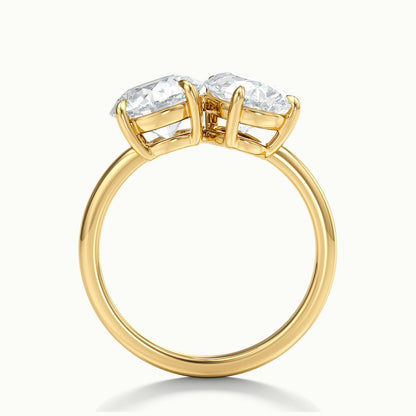 Gemma 2 Carat Round & Pear Lab Grown Diamond Toi et Moi Engagement Ring in 14K Yellow Gold - view 3
