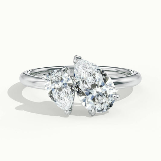 Gemma 1 Carat Pear & Pear Lab Grown Diamond Toi et Moi Engagement Ring in Platinum - view 1