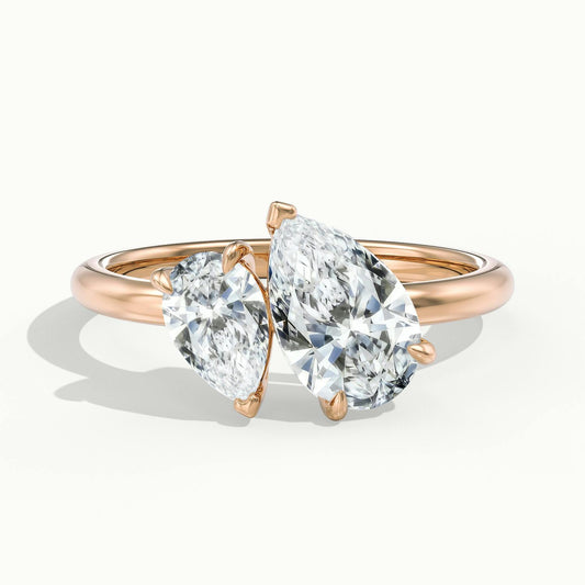 Gemma 2.5 Carat Pear & Pear Lab Grown Diamond Toi et Moi Engagement Ring in 18K Rose Gold - view 1