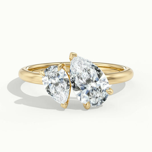 Gemma 2.5 Carat Pear & Pear Lab Grown Diamond Toi et Moi Engagement Ring in 10K Yellow Gold - view 1