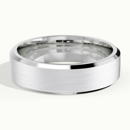 6mm Beveled Edge Wedding Band in 10K White Gold