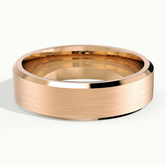 6mm Beveled Edge Wedding Band in 18K Rose Gold