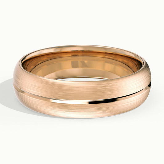 6mm Center Groove Wedding Band in 10K Rose Gold