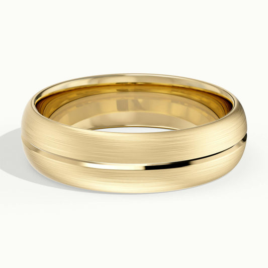6mm Center Groove Wedding Band in 14K Yellow Gold