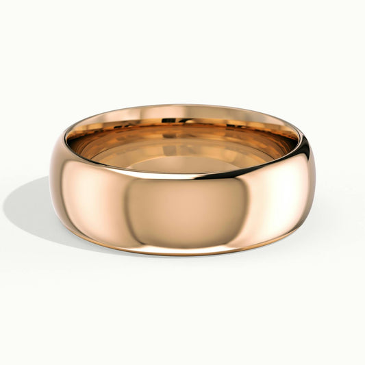 6mm Domed Comfort Fit Wedding Band in 18K Rose Gold