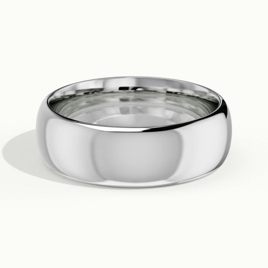 6mm Domed Comfort Fit Wedding Band in 18K White Gold